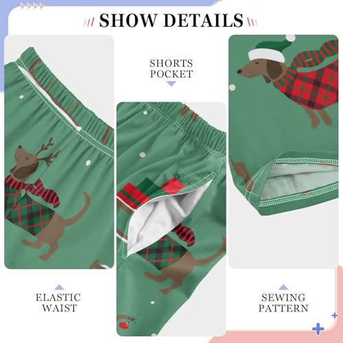 Boys' Pants Christmas Sledges Duchshunds Snow Long Bottoms Jogger Pants Elastic Waist Trousers with Pockets S-XL4