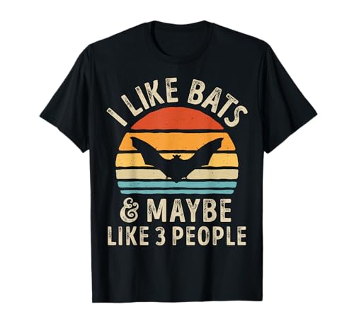 I Like Bats and Maybe 3 People Funny Bat Lover Retro Vintage Camiseta