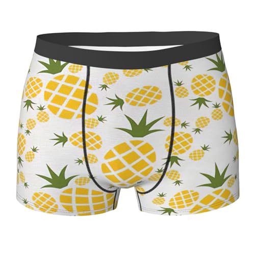 KoloQren Herren-Boxershorts, Ananas, bedruckt, aktiv, Stretch, atmungsaktiv, bequem, für den Alltag, Sport, Schwarz, Large