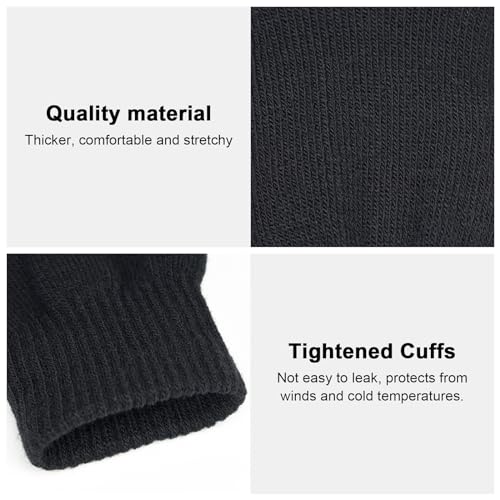 MENOLY 3 Pairs Winter Magic Gloves for Adult Men Women Warm Stretchy Knit Black Gloves One Size Fits Men Women Teens - Image 4