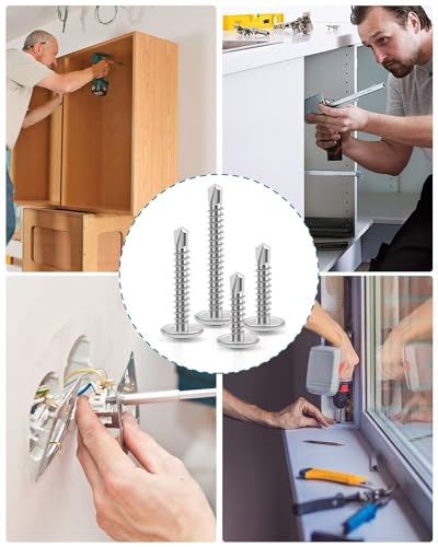 100 Stück M4.2 x 38 mm Selbstschneidende Schrauben Metall, Leryati Hochfeste 410 Edelstahl Selbstschneidend Blechschrauben, Phillips Kopf Selbst Bohrschrauben Selbstbohrende Senkkopf Schrauben