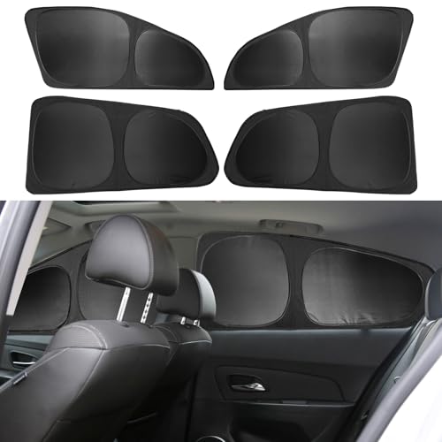 LANZMYAN Compatible with Windshield Sun Shade Covers for Chevy Cruze 2011-2015,Side Rear Window Sunshades Keep Vehicle Cool,100% UV Blockout Suitable for Camping,Privacy Protection,Sleeping(4PCS)