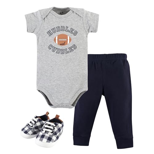 Image of Hudson Baby Unisex Baby Cotton Bodysuit, Pant and Shoe Set