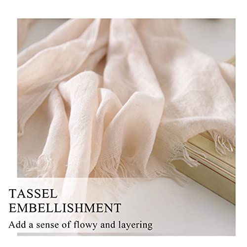 Women's Scarf Solid Color Cotton Linen Scarves With Tassels Warm Large Stole Wraps Long Hijab Shawl All Season4