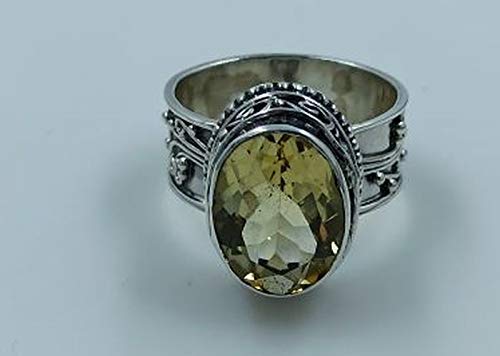 Navya Craft Natural Citrine Oval 925 Solid Sterling Silver Handmade Statement Women Ring, Boho Ring, Yellow Gemstone November Birthstone Jewelry Sizes 4 To 13 Us For Christmas Anniversary Birthday #TOP3