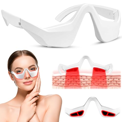 Appareil de Luminothérapie Rouge pour le Contour des Yeux, Lunettes de, Masque pour les Yeux, Appareil de Massage Oculaire par Microcourant Led Red Light Therapy, Réduction Cernes, Poches