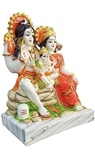 Image of KRISHNAGALLERY1 Shiv Parivar Murti for Home Temple Lord Shiva Family Idol with Parvati Ganesha, Kartikeya Nandi Religious Pooja Statue for Mandir Home Decor 5 Inch