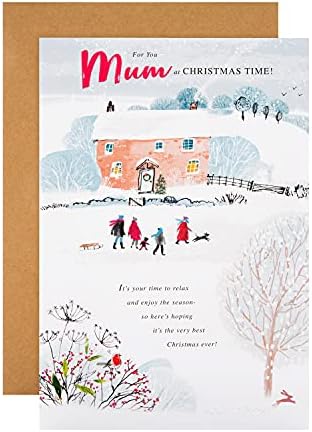 Hallmark Christmas Card for Mum - Classic Illustrated Winter Scene Design
