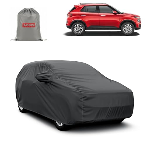 Image of AOSIS 'Waterproof' Car Cover Compatible with Hyundai Venue N Line /Facelift 300 GSM Uly Coated Thick Fabric 4X4, Adjustable Belt Buckle, Elastic Grip
