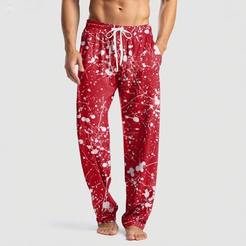 Men's Halloween Pajama Pants Blood Splash Print Jogger Sweatpants Casual Drawstring Elastic Waist Horror Trousers2