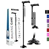 HONEYBULL Walking Cane for Men & Women Foldable, Adjustable, Heavy Duty, Free Standing, All Terrain, Collapsible Walking Sticks for Seniors & Adults (Black)