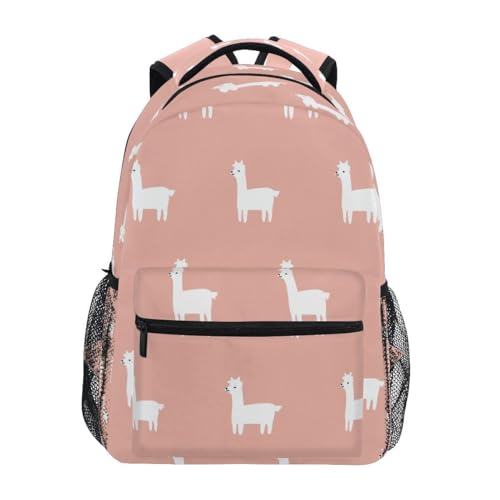 Sac à dos alpaga rose confortable avec étiquette nominative enfant