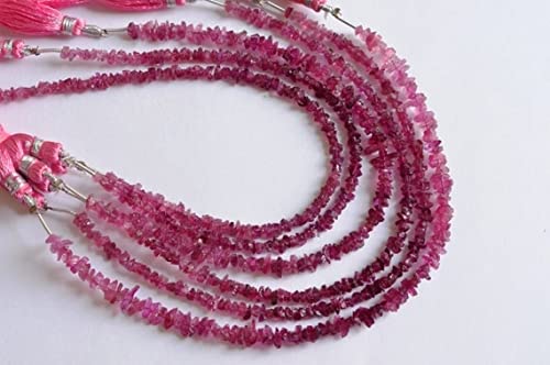 Tourmaline rubellite perles de cristal brut naturel AAA 4-5mm deux rangs de 8 pouces