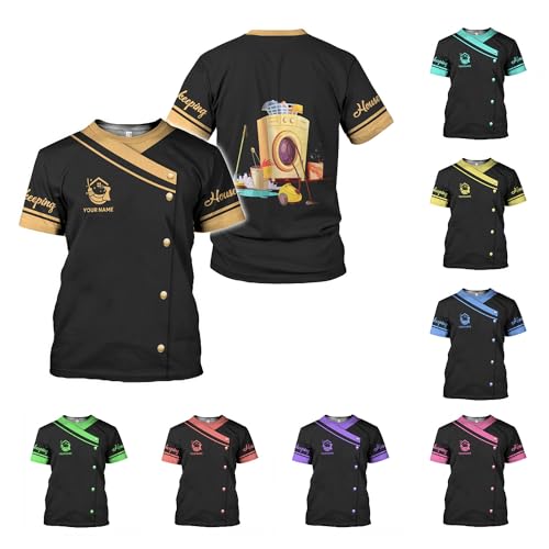 MoonArt Personalized Hoosekeeping Shirts 3D Over Print for Men & Women, Housekeeper House Cleaning Uniforms for Women (HPT1, Polyester Blend), 5X-Large