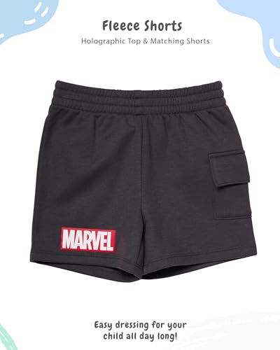 Image of Marvel Spider-Man Boys T-Shirt and Shorts Outfit Set - Holographic Shirt featuring Hulk, Captain America & Superheroes