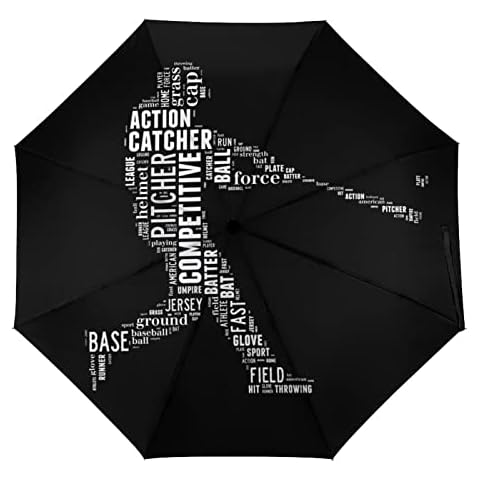 Vhcawsu Baseball Batter Umbrella Ball Sports Windproof Travel Umbrella Automatic Compact Folding Umbrellas for Sun Rain Auto Open Close UV Protection Umbrella Cover