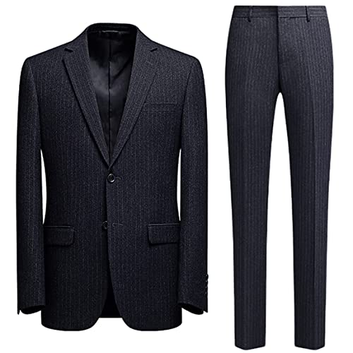 Costume rayé homme 2 pièces pour mariage et business avec veste à deux boutons et pantalon