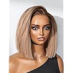 LUVME HAIR Bob Wig 100% Human Hair Wigs Glueless Lace Front 200% Density 10 Inches Ash Blonde Bob, Pre Cut Plucked Hd Lace Short Wig Ready To Go Natural Color Straight Bleached Knots Side Part