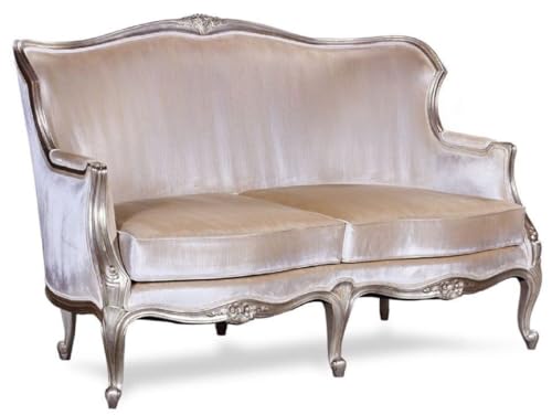 Casa Padrino Luxus Barock Sofa Silber/Antik Silber - Prunkvolles Wohnzimmer Sofa im Barockstil - Barock Wohnzimmer Möbel - Edel & Prunkvoll