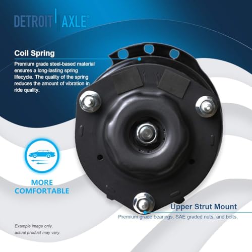 Image of Detroit Axle - Front 4pc Steering Knuckles Kit for 04-07 Toyota Highlander, 2 Steering Knuckles & Wheel Bearing Hubs 2 Struts w /Coil Spring 2004 2005 2006 2007 Replacement Suspension