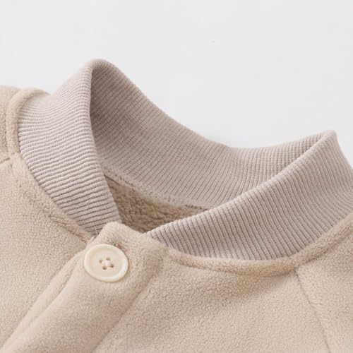 LittleSpring Neutral Boys Girls Fleece Baseball Jackets with Sherpa Lined2