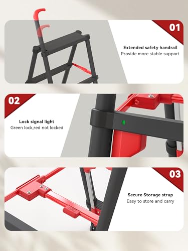 Image of 4 Step Telescoping Ladder, 3.5FT Adjustable Ladder with Secure Lock