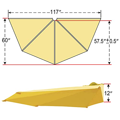Strong Camel Replacement Canopy Cover For 10' Patio Half Umbrella 10Ft 5 Ribs Half Umbrella (Beige) #TOP2