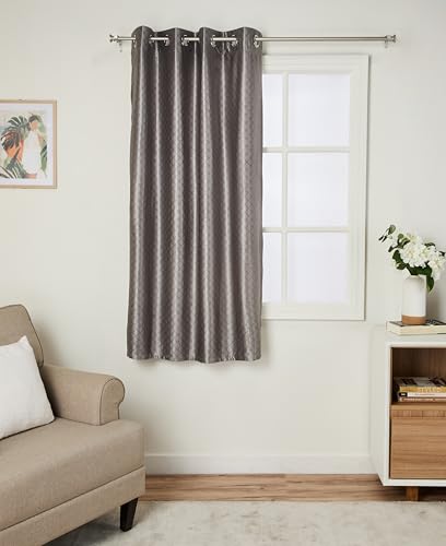 Amazon Brand - Solimo Premium Polyester Curtains | 200 GSM | 5FT | Geometric Print Fabric | Easy Maintenance (Set of 2, Silver) (B0D5D1GC51) Amazon Price History, Amazon Price Tracker