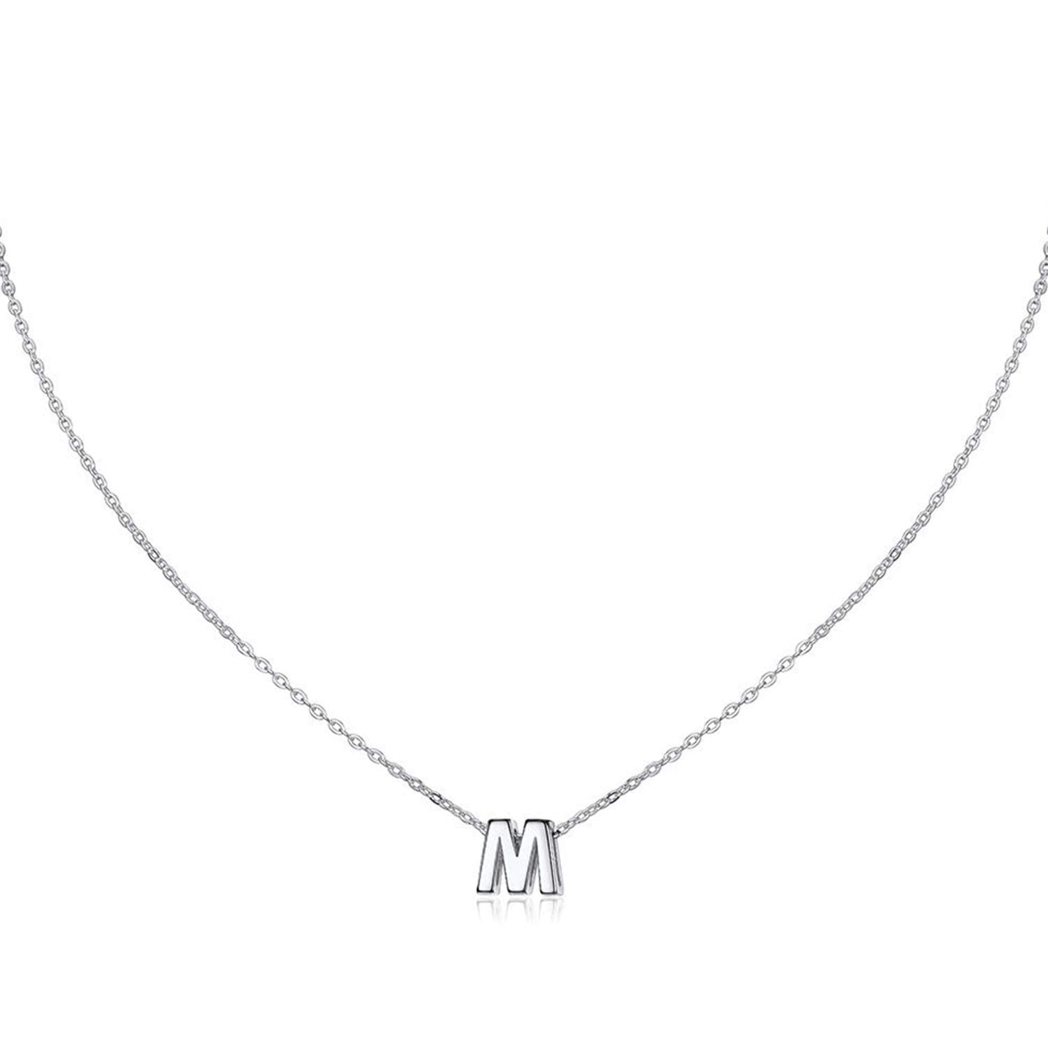 isigno Collar Letra Inicial Mujer Colgante 26 Letras Plata de Acero Inoxidable Mini Alfabeto Joyería Minimalista de Nombres para Madres Niña Parejas, Mejor Amiga