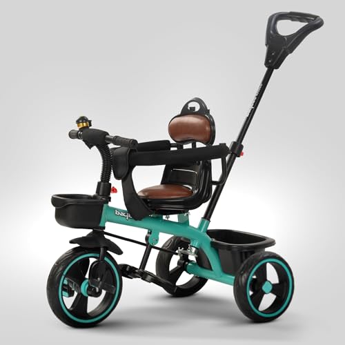Image of Baybee Albine 3 in 1 Baby Tricycle for Kids | Smart Balanced Tricycles with 180 Reversable seat, Parental Handle, Safety Guardrail & Cushion seat | Kids Cycle for 2-5 Years Boy Girl (Green)
