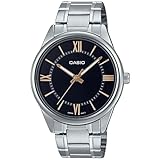 Casio Reloj analógico con esfera azul para hombre, negro, Moderno