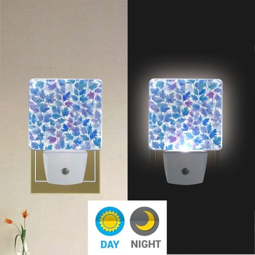 Lámpara de noche con sensor LED patrón hojas azul miniatura 4
