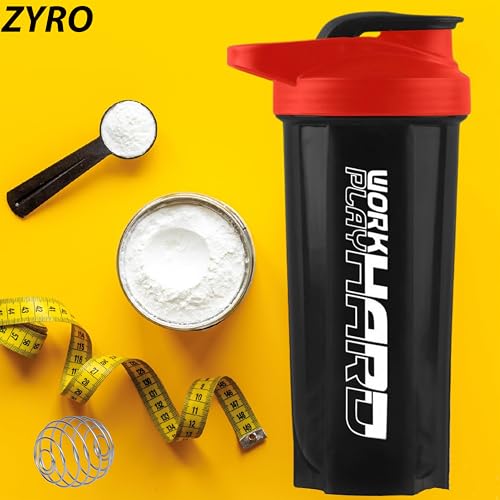 Image of Zyro Gym Shaker for Protein Shake Leakproof Shaker Bottles for Protein, Preworkout and Bcaa Shake, Protein Shaker Bottle for Gym Bottle for Men and Women BPA-Free Material Plastic, Multicolor 700 Ml