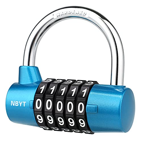 Image of Blue 5-Digit Combination Lock, Keyless, 2-Inch Wide, 16mm Diameter, 100% Secure