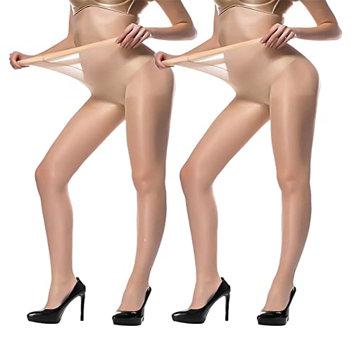 WOOKIT Collant Femme Grande Taille(70-100KG), Collants Fins pour Femme Curvy Taille Haute, Transparente et Invisible, Confortables et Résistents 40 Deniers-Chair Cover