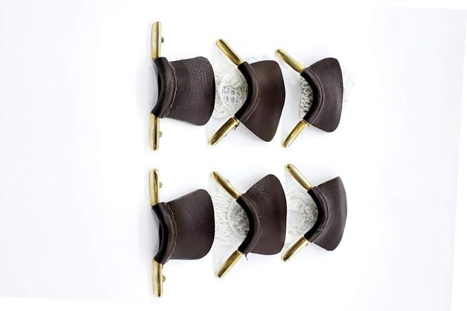 Pool Table Leather Pockets, Complete Set of 6, Brown with Brass Fittings-image-27