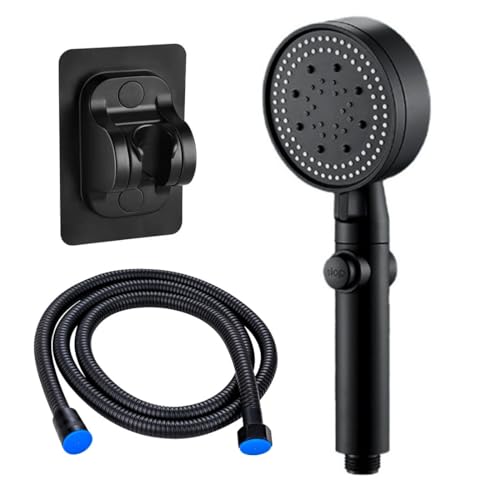 Pomme de douche et tuyau 2 m - 130 mm - Grand débit puissant - Haute pression - 5 modes - Pommeau de douche électrique à main pour basse pression d'eau -...