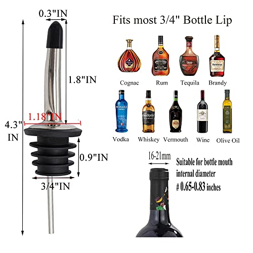 Image of Pafusen 12 Pack Liquor Bottle Pourers, Liquor Pour Spout for Liquor Bottles, Stainless Steel Olive oil Dispenser Spout, Alcohol Pourer Spouts Dust Caps Covers, Sliver