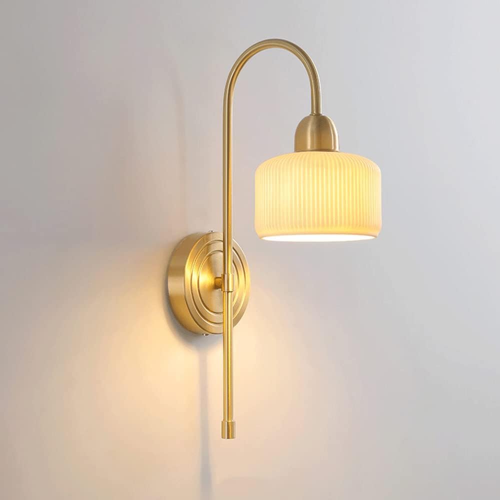 HYJAUSXB Brass Wall Mounted Mid Century Modern Globe Light Fixture V-intage Long Pole Arm Lamp Ceramics Sconce Lighting Compatible, Pendant