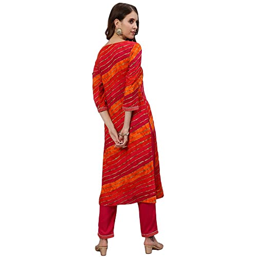 Image of anubhutee Rayon Leheriya Printed Festive Straight Kurta Pant Suit Set for Women