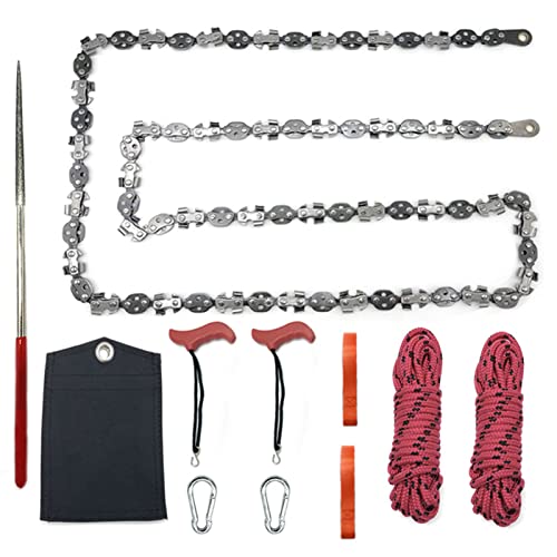 fuguzhu Handkettensäge, Hand Kettensäge mit Gürteltasche, Tragbare Handkettensäge Taschenkettensäge mit 2 zusätzlichen Griffen, Seilen, Gurtband für Camping, Garten & Outdoor Zubehör Cover
