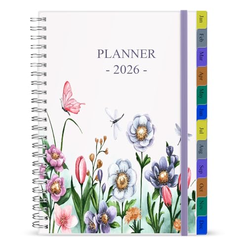 2026 Planner - Weekly & Monthly Planner Runs Jan 2026 to Dec 2026, 6.25" x 8.25", 12 Monthly Tabs, 14 Notes Pages, Inner Pocket, Flexible Cover with Twin-Wire Binding, Planners 2026 (Purple, 6.25" x 8.25")