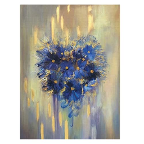 Toile fleurs bleu abstrait moderne nordique peinture murale grand format salon 70x100