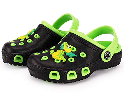 Zuecos Unisex Niños Verano Sandalias de Playa Respirable Antideslizante Piscina Jardín Zapatos Verde Negro 30 EU=Etiqueta 31
