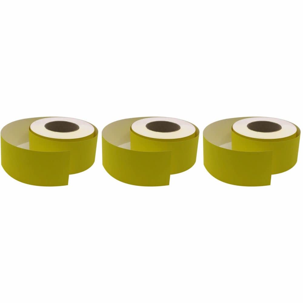3 Ace Crafts (Pack of 3) Straight Edge Poster Paper Border Roll - (48mm x 50 Meters) - (Lemon) School/Office, Classroom Decoration, Fade Resistant Paper, Black Board Border Display Rolls