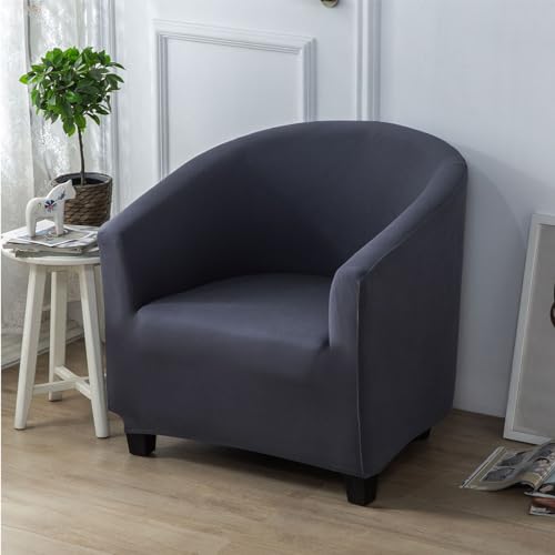 Surwin Sesselbezug Elastische Sesselschoner, Einfarbig Sesselüberwurf Universal Chair Schonbezug Sofabezug für Clubsessel Lounge- & Cocktailsessel (One Size,Dunkelgrau)