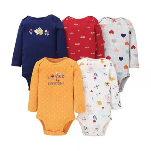 Bébé Fille Garçon Body en Coton Lot de 5 Bodies à Manches Longues Mixte Enfant Bébé 12-18 Mois