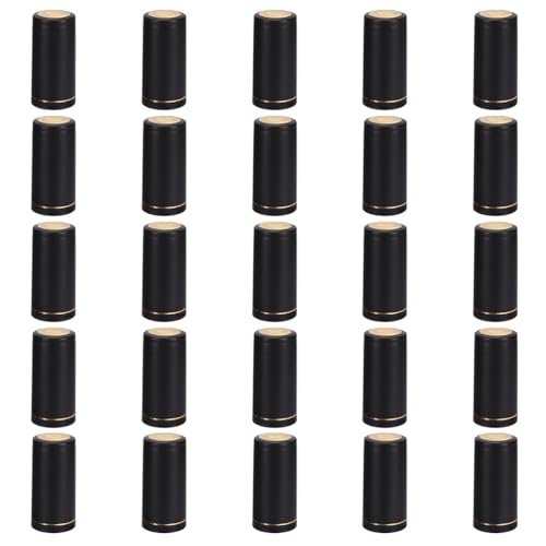 Cabilock 25pcs PVC Heat Shrink Capsules Wine Shrink Wrap Wine Bottle Capsules Shrink Caps for Wine Cellars Home Kitchen Use 30mm Black