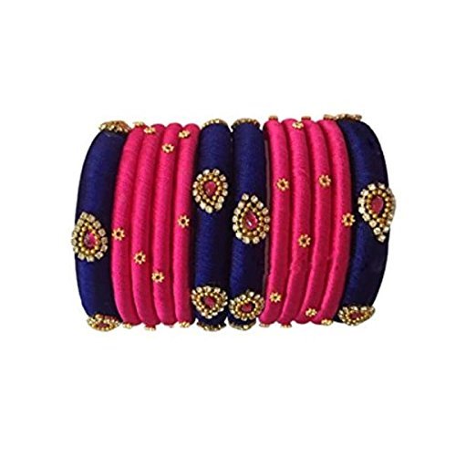 JANVIKA NOVELITY Shine Silk Thread Bangles for Women (Pink and Blue, 2/4) - Set of 12 Bangles (B08WWY275K) Amazon Price History, Amazon Price Tracker