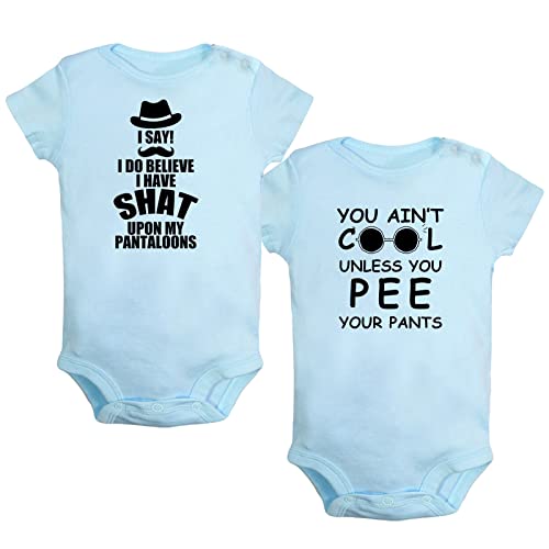 iDzn Pack of 2, You Ain't Cool Unless You Pee Your Pants & I Have Shat Upon My Pantaloons Funny Romper Baby Bodysuit Jumpsuit